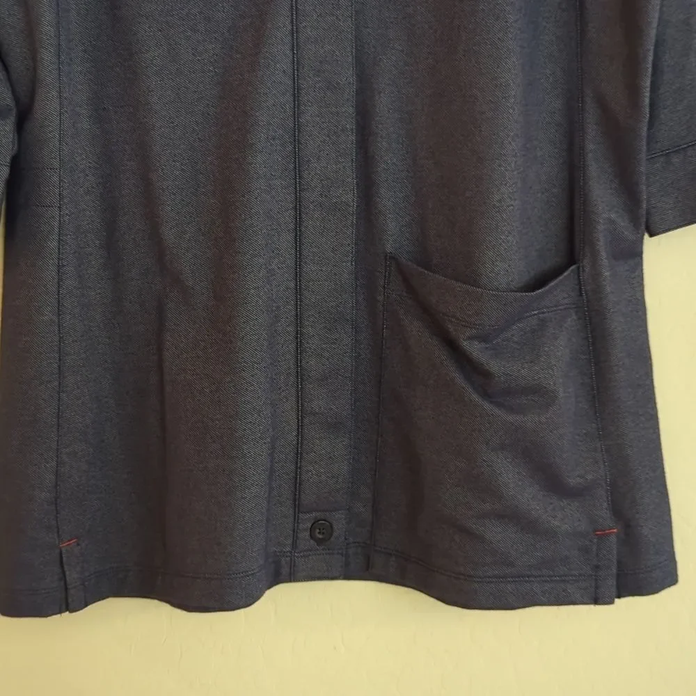 Nike Golf Sport Dark Blue Button Down 3/4 Sleeve Polo Shirt - Size L